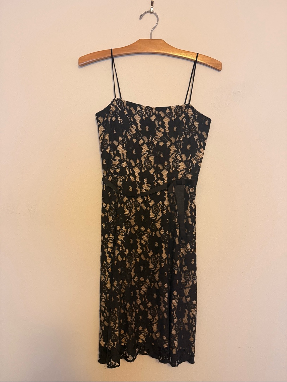 Laundry By Shelli Segal Black Lace Dress with Nude Underlay